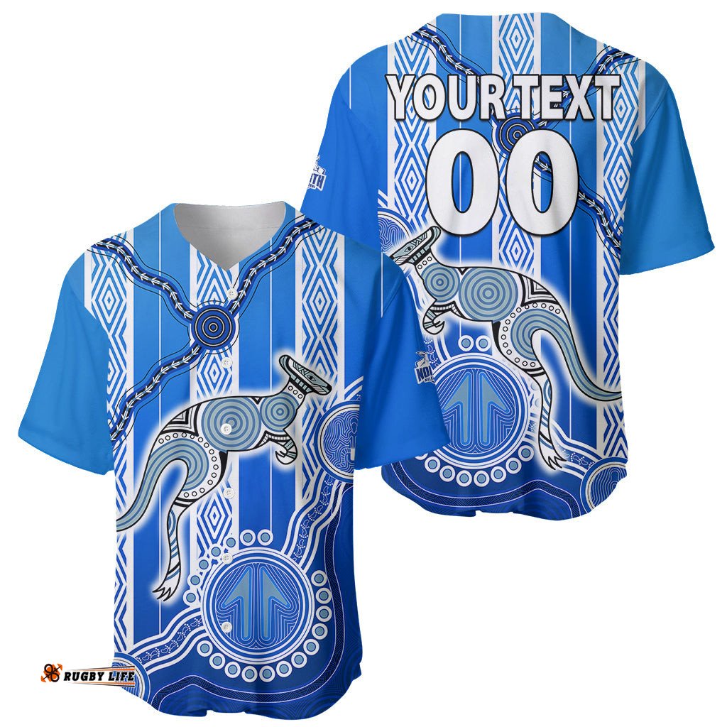 Custom Text And Number Kangaroos Indigenous Baseball Jersey Shirt North Melbourne Football
