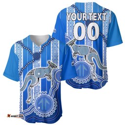 Custom Text And Number Kangaroos Indigenous Baseball Jersey Shirt North Melbourne Football