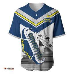 Custom Australia Day Cowboys Baseball Jersey Shirt NRL 2024 Sydney Opera House With Map