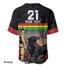 Custom Panthers Rugby ANZAC Day Baseball Jersey Shirt Soldiers Poppy Field 2024