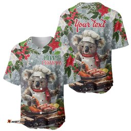 Personalised Koala Chef Christmas in July Baseball Jersey Shirt
