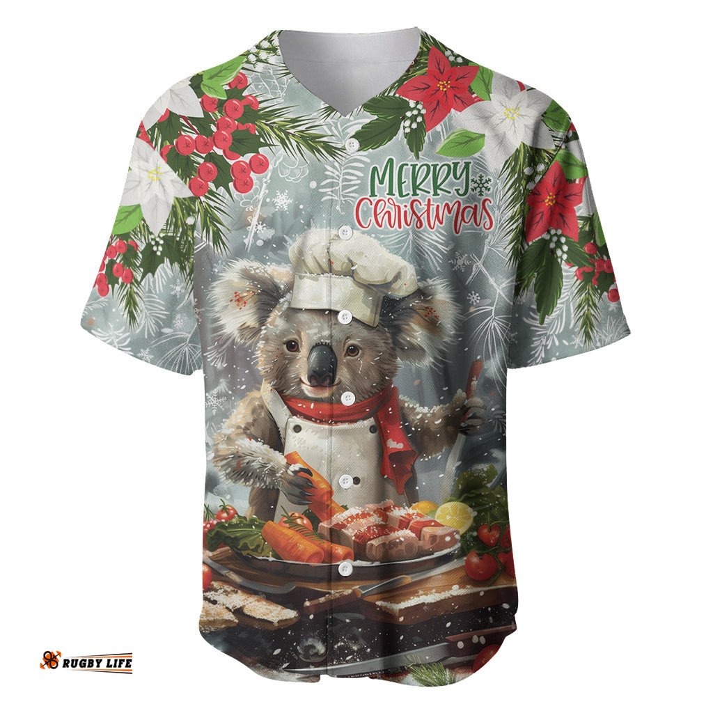 Personalised Koala Chef Christmas in July Baseball Jersey Shirt