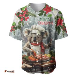 Personalised Koala Chef Christmas in July Baseball Jersey Shirt