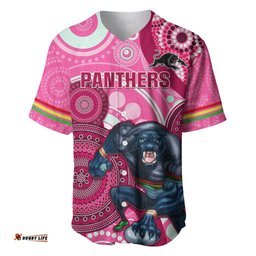 Custom NRL Panthers Baseball Jersey Shirt Indigenous Penrith Dynamic Pink Version