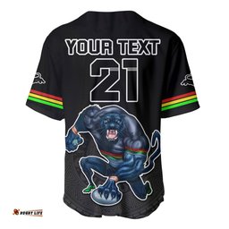 Custom Panthers Premier Baseball Jersey Shirt Mascot with NRL Trophy Black Version