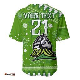 Custom Raiders Rugby Baseball Jersey Shirt The Mighty Green Machine Christmas Vibe