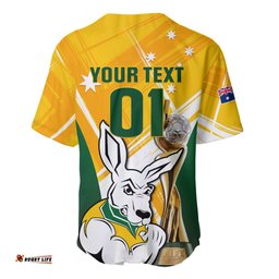 Custom Australia Soccer Baseball Jersey Shirt Matildas Kangaroo With World Cup Trophy Yellow Version