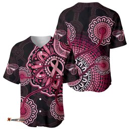 Australia Indigenous Baseball Jersey Shirt Breast Cancer Ribbon Aboriginal Art Black