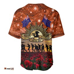 The Rising Sun Badge ANZAC Baseball Jersey Shirt Last Post Field of Poppy Starry Night Style