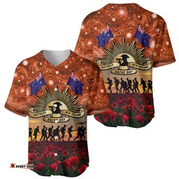 The Rising Sun Badge ANZAC Baseball Jersey Shirt Last Post Field of Poppy Starry Night Style
