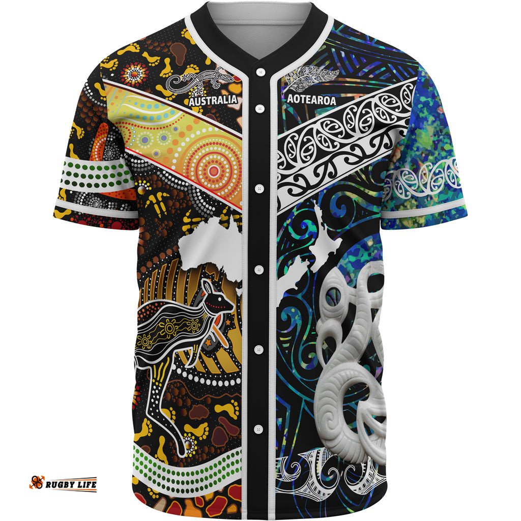 Australia Aboriginal Inspired Baseball Jersey Shirt Aotearoa and Australia Indigenous Culture 09