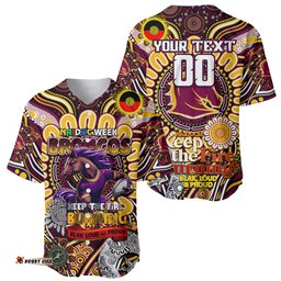 Custom NAIDOC Week 2024 Broncos Baseball Jersey Shirt Mascot Rugby