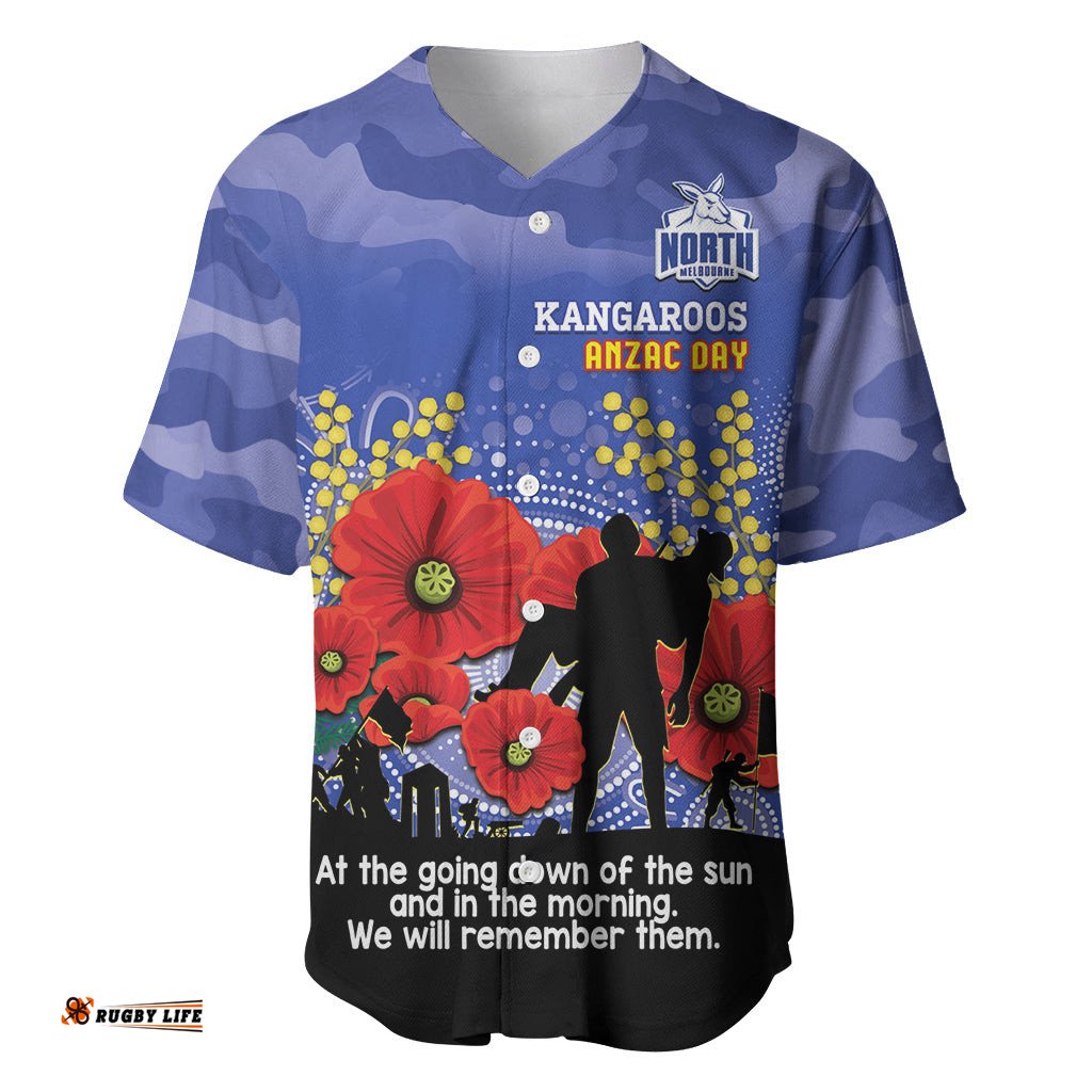 Custom Kangaroos Football ANZAC Baseball Jersey Shirt Gallipoli Camouflage With Poppies