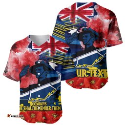 Custom Personalised ANZAC Cowboys Rugby Baseball Jersey Shirt We Shall Remember 09