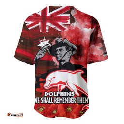 ANZAC Dolphins Rugby Baseball Jersey Shirt We Shall Remember 03