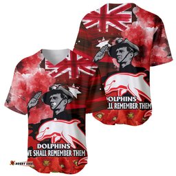 ANZAC Dolphins Rugby Baseball Jersey Shirt We Shall Remember 03