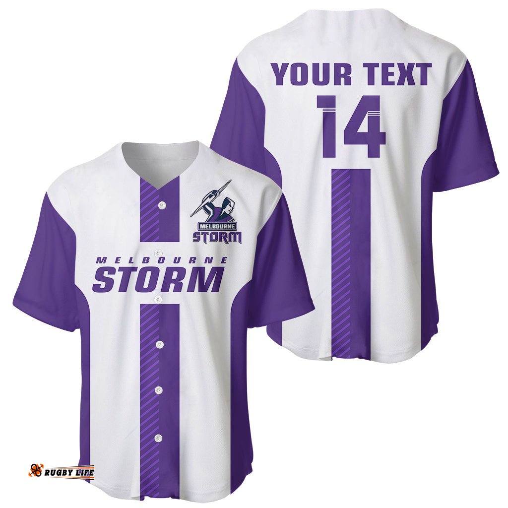 Custom Text And Number Storm Rugby Baseball Jersey Shirt White Sporty Go Storm
