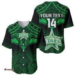 Custom Melbourne Stars Cricket Baseball Jersey Shirt Unique Indigenous Art Mix Polynesian Pattern