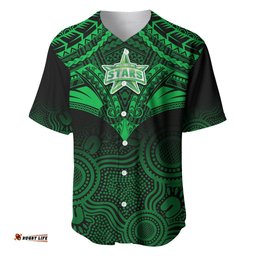 Custom Melbourne Stars Cricket Baseball Jersey Shirt Unique Indigenous Art Mix Polynesian Pattern