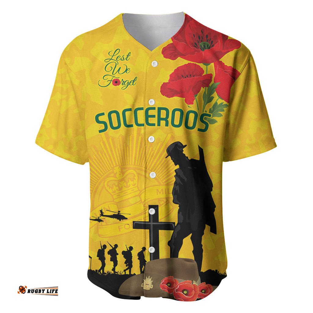 Australia Socceroos Soccer ANZAC Custom Baseball Jersey Shirt Gallipoli Soldier With Camouflage Art