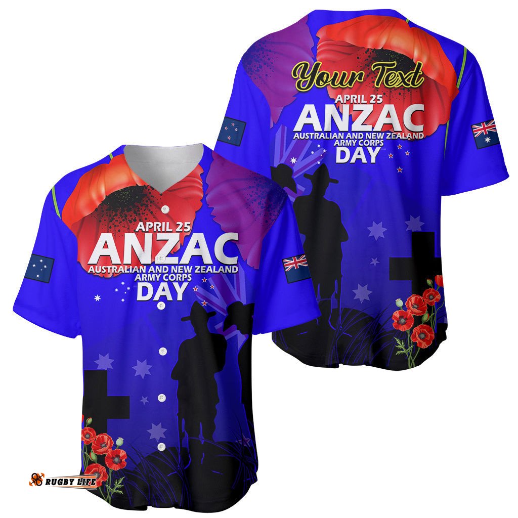 Custom Personalised Australia And New Zealand ANZAC Baseball Jersey Shirt Lest We Forget 07