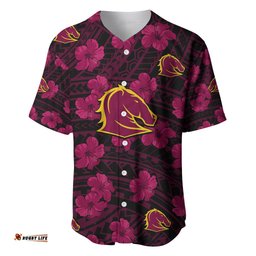 Broncos Rugby Baseball Jersey Shirt Polynesian Style With Hibiscus