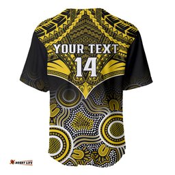 Personalised Richmond Football Baseball Jersey Shirt Tigers Aboriginal Mix Polynesian Pattern