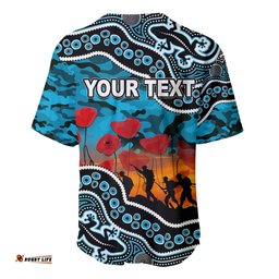 Custom Personalised Anzac Day NRL Sharks Baseball Jersey Shirt Aboriginal Lizard Patterns