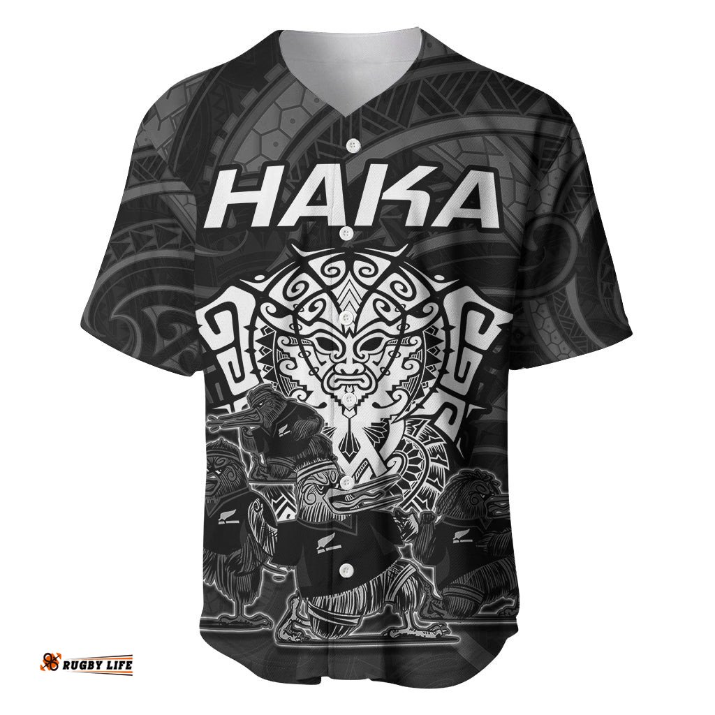 Personalised New Zealand Rugby Baseball Jersey Shirt Aotearoa Ka Mate Haka All Black Mix Ta Moko White Style