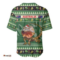 Aussie Frilled Lizard Baseball Jersey Shirt Merry Christmas