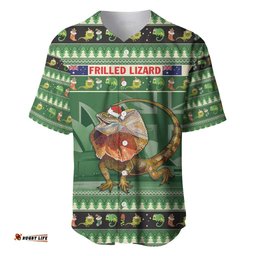 Aussie Frilled Lizard Baseball Jersey Shirt Merry Christmas