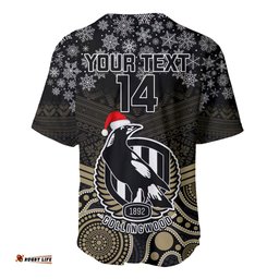 Custom Collingwood Football Christmas Baseball Jersey Shirt Merry Xmas Mix Aboriginal Art
