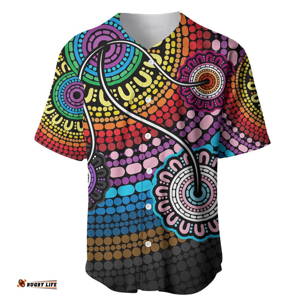 Australia LGBTQ+ History Month Baseball Jersey Shirt Indigenous Rainbows Pride Be You