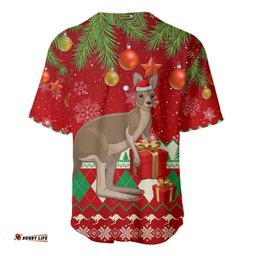 Australia Christmas Baseball Jersey Shirt Aussie Kangaroo Santa Merry Xmas