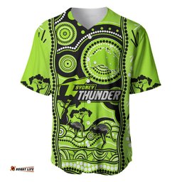 Sydney Thunder Cricket Baseball Jersey Shirt Happy Australia Day Aboriginal Art