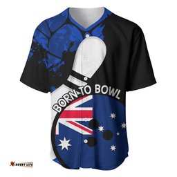 Personalised Australia Bowling Born To Bowl Baseball Jersey Shirt Grunge Style