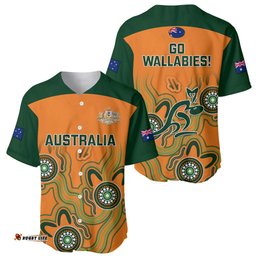 Australia Rugby Baseball Jersey Shirt Wallabies Indigenous Art