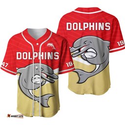 Dolphins Rugby Baseball Jersey Shirt Sporty Style Strip Ver.01