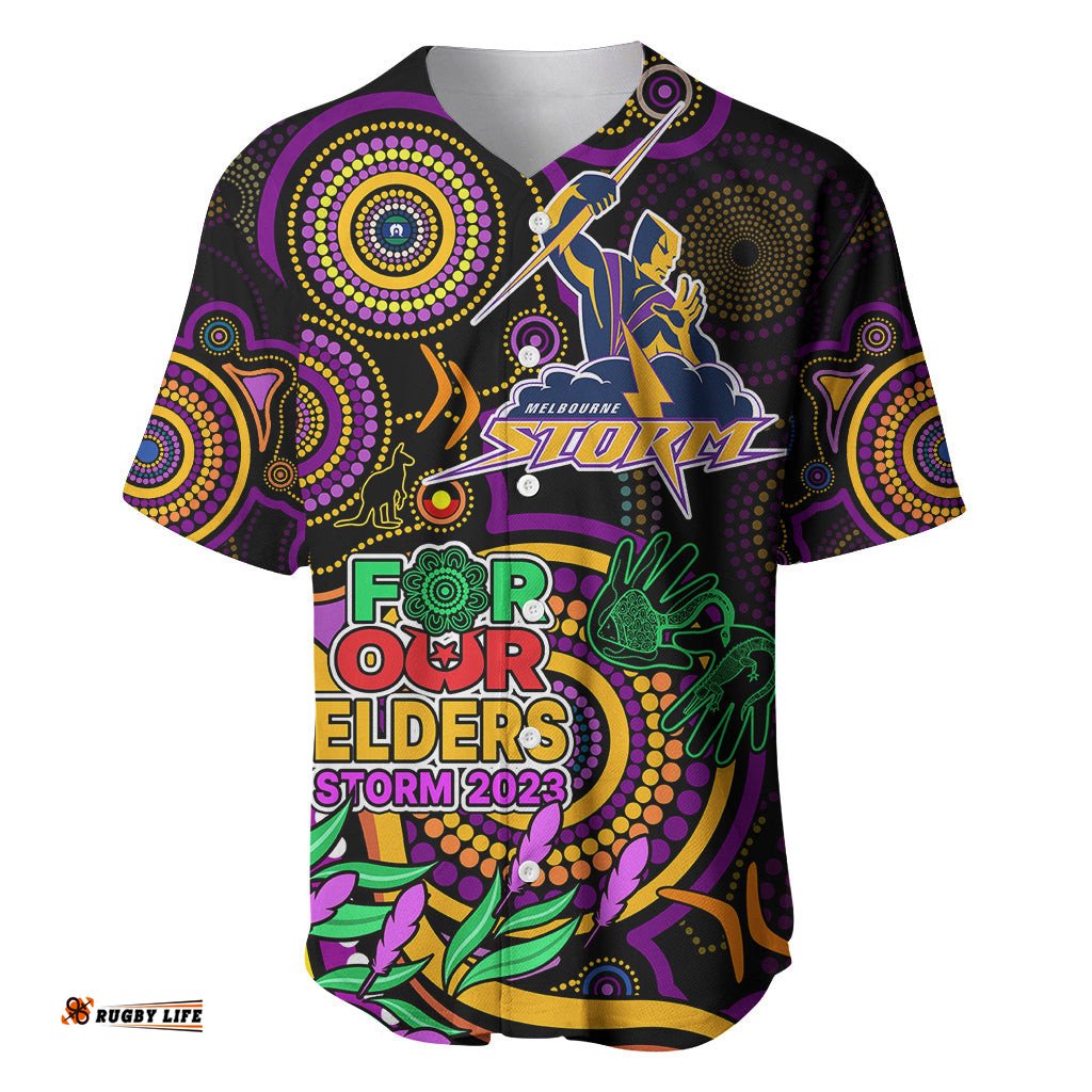 Custom Storm Rugby Aboriginal Art Baseball Jersey Shirt NAIDOC Indigenous Tribal
