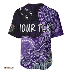 Personalised NAIDOC Week AFL Dockers Baseball Jersey Shirt Aboriginal Dot Art Lizard Mix Boomerang