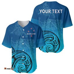 Custom Personalised Auckland New Zealand City Map Baseball Jersey Shirt