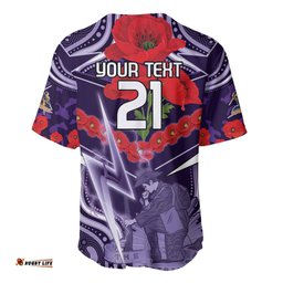 Custom Storm Rugby ANZAC Baseball Jersey Shirt Melbourne Gallipoli Soldier With Aboriginal Art