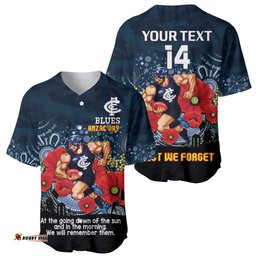 Custom Blues Football ANZAC Baseball Jersey Shirt Gallipoli Camouflage With Poppies