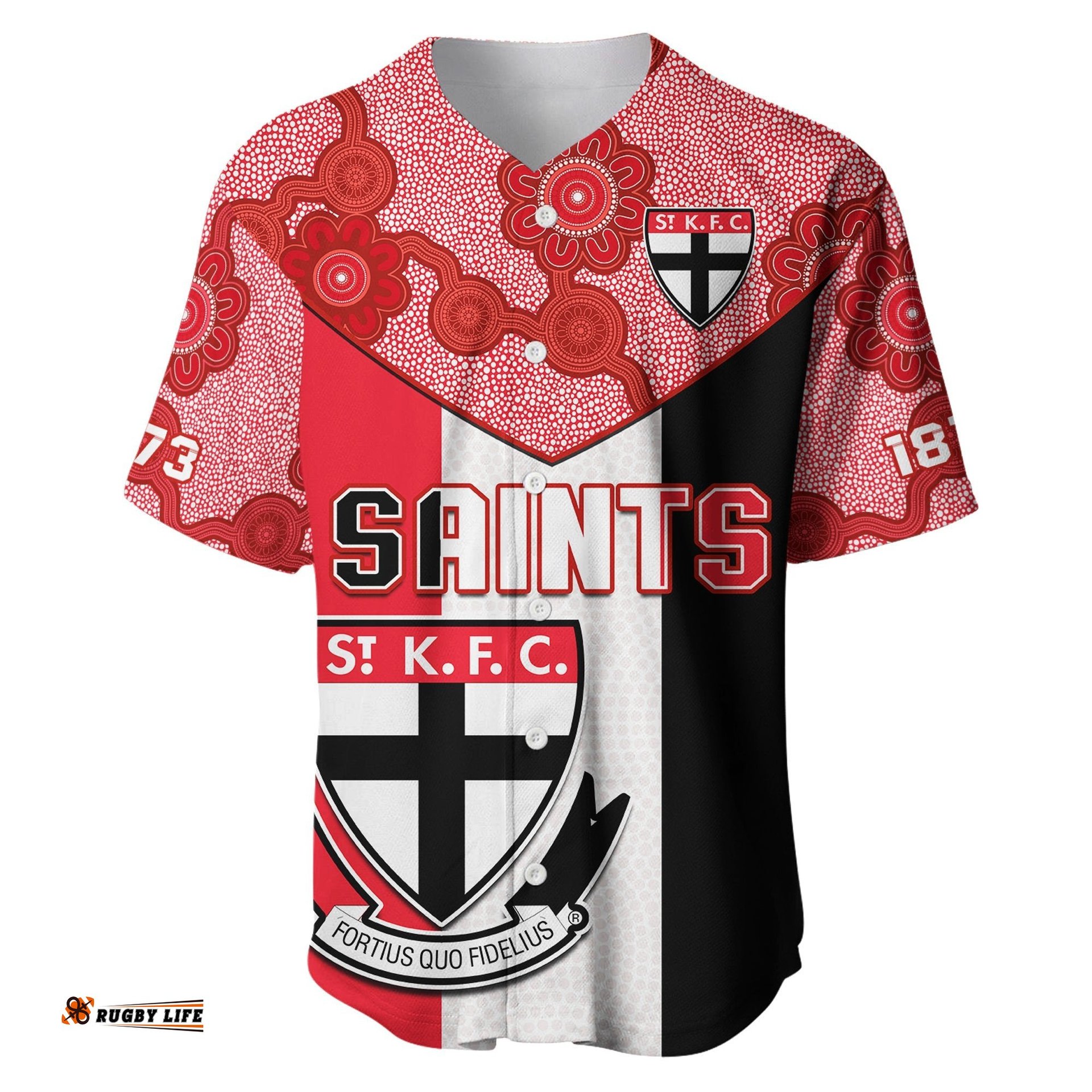 Saints Football Baseball Jersey Shirt St Kilda 1873 Aboriginal Dot Painting