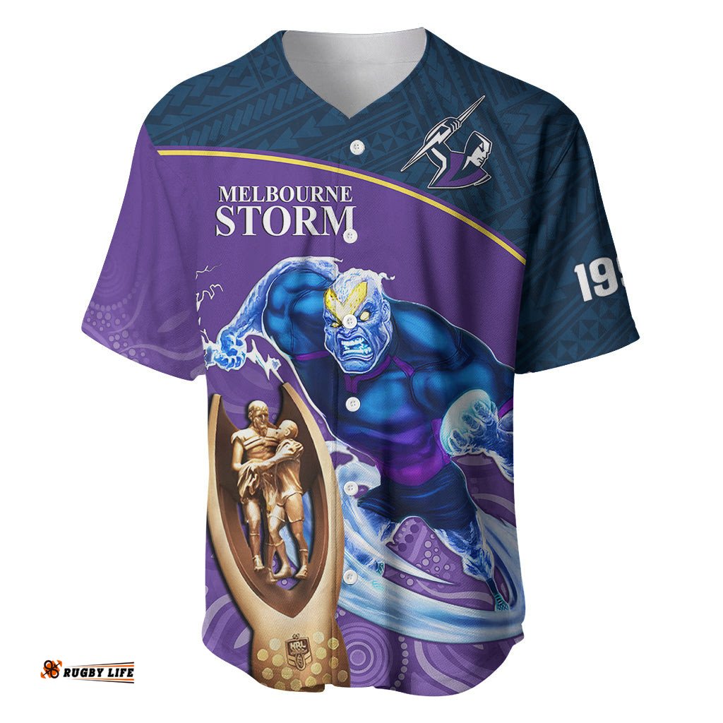 Custom Storm Rugby Baseball Jersey Shirt Go Champions Mascot With Polynesian Indigenous Art