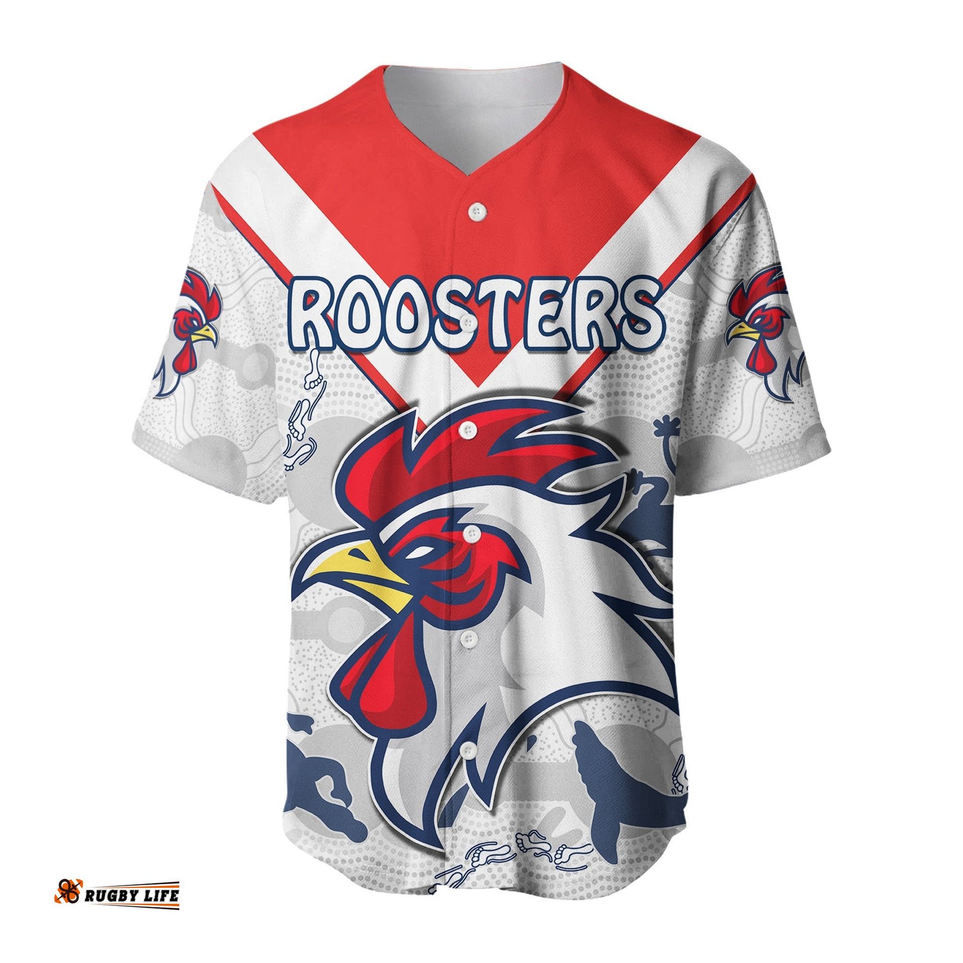 Roosters Baseball Jersey Shirt Sydney Indigenous Version White