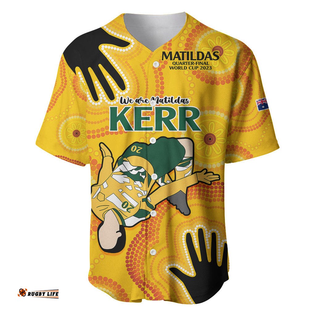 Custom Sam Kerr Matildas Baseball Jersey Shirt Australia Soccer World Cup Quater Final