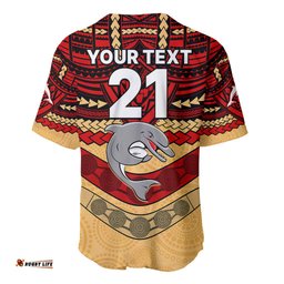 Custom Dolphins Rugby Baseball Jersey Shirt Polynesian and Aboriginal Vibe