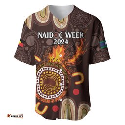 Personalised NAIDOC Week 2024 Baseball Jersey Shirt Aussie Map With Aboriginal