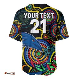 Custom Crows Football Aboriginal Art Baseball Jersey Shirt NAIDOC Indigenous Tribal